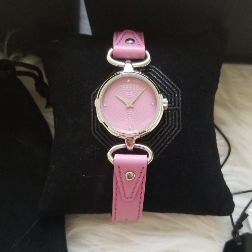 Pink leather Versace watch versus